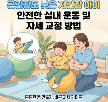 근긴장도 낮은 저긴장 아이 안전한 실내 운동 및 자세 교정 방법